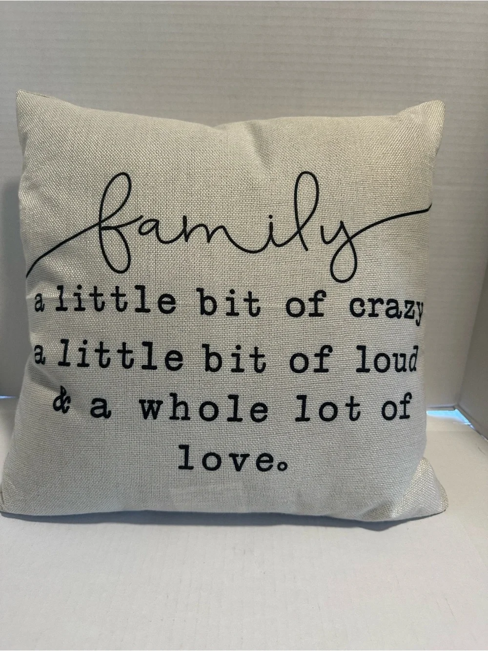 Cream Family Script Accent Pillow by